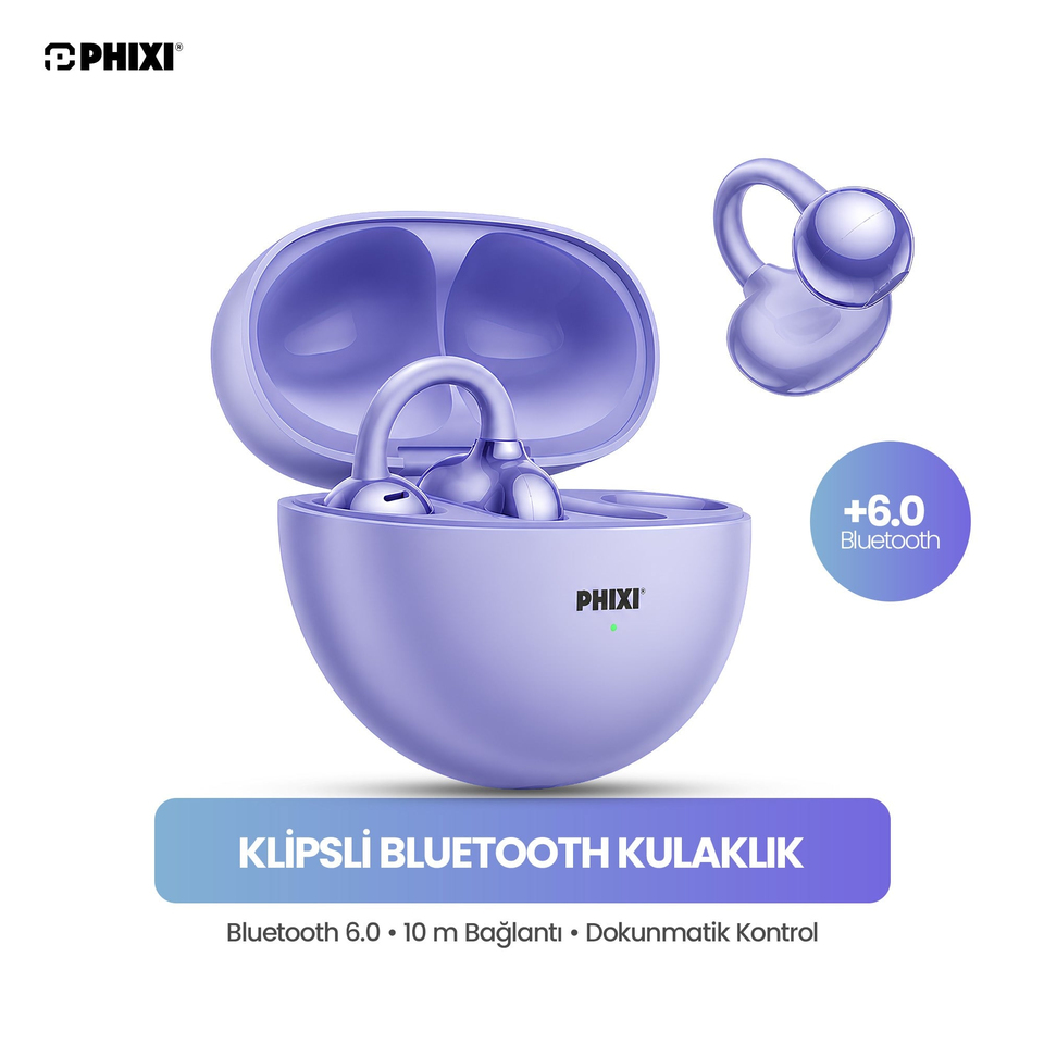 PHIXI Massive C50 Bluetooth 6.0 Clips Earbuds Kablosuz Kulaklık