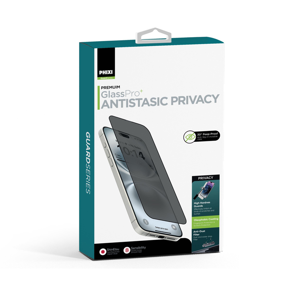 Phixi Premium Guard Hayalet Cam Ekran Koruyucu – iPhone 16 Pro Max Uyumlu | Antistatik, Su Tutmaz, Tam Kaplama