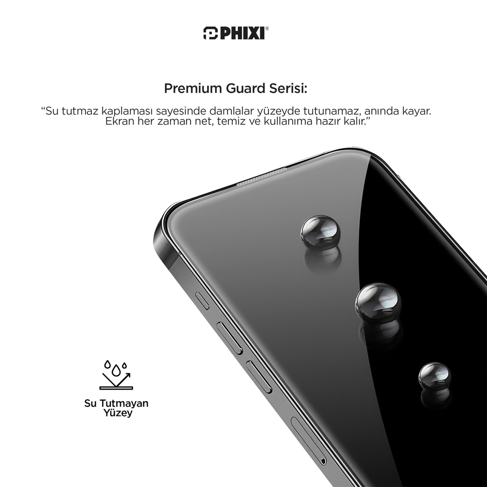 Phixi Premium Guard Hayalet Cam Ekran Koruyucu – iPhone 16 Pro Max Uyumlu | Antistatik, Su Tutmaz, Tam Kaplama