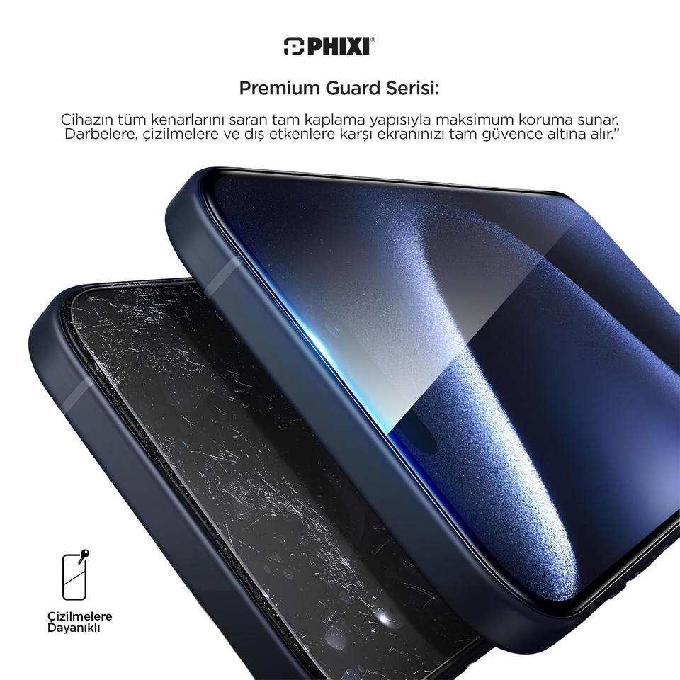 Phixi Premium Guard Hayalet Cam Ekran Koruyucu – iPhone 16 Pro Max Uyumlu | Antistatik, Su Tutmaz, Tam Kaplama