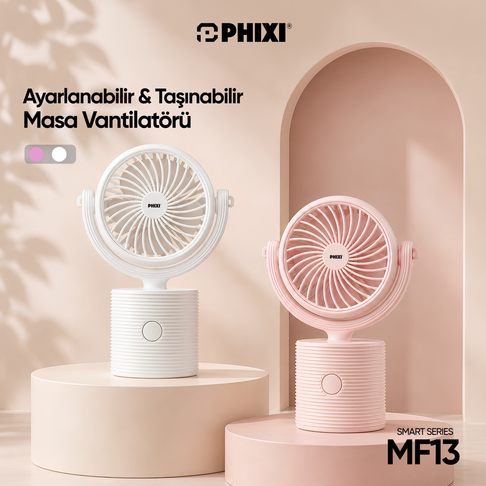 PHIXI Smart MF13 Ultra Hafif Esnek Kullanımlı Şarjlı Klipsli Mini Fan