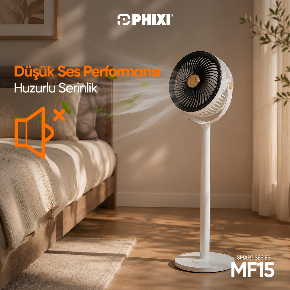 PHIXI Smart MF15 5 Hız Kademeli Ayarlanabilir Boyutlu Aroma Hazneli Şarjlı Fan