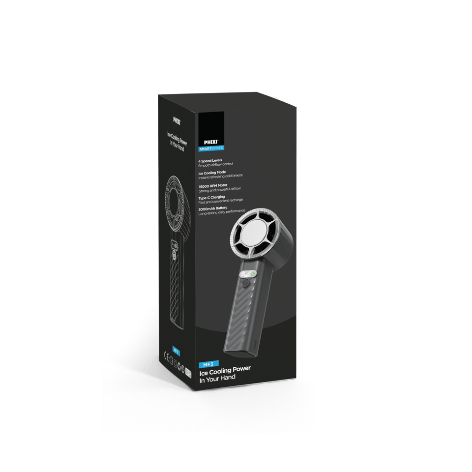PHIXI Smart MF3 3000 mAh 1500 RPM 4 Kademeli Şarjlı Taşınabilir El Fanı