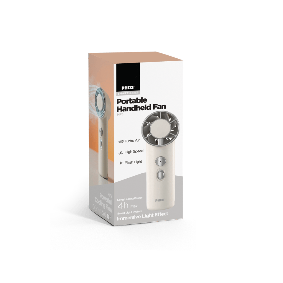 PHIXI Smart MF5 1200 mAh El Fenerli Şarjlı Taşınabilir Mini Fan