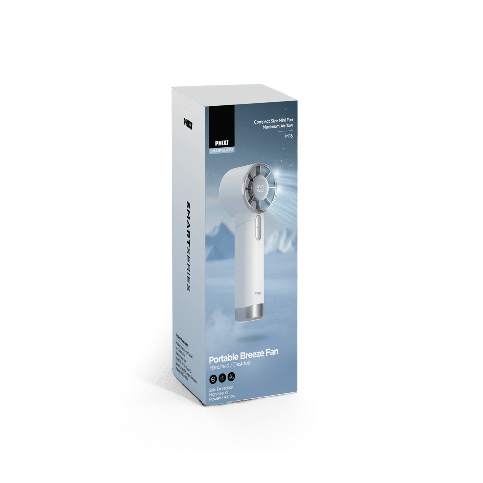 PHIXI Smart MF6 199 Kademeli Dijital Göstergeli Şarjlı Taşınabilir Mini Fan