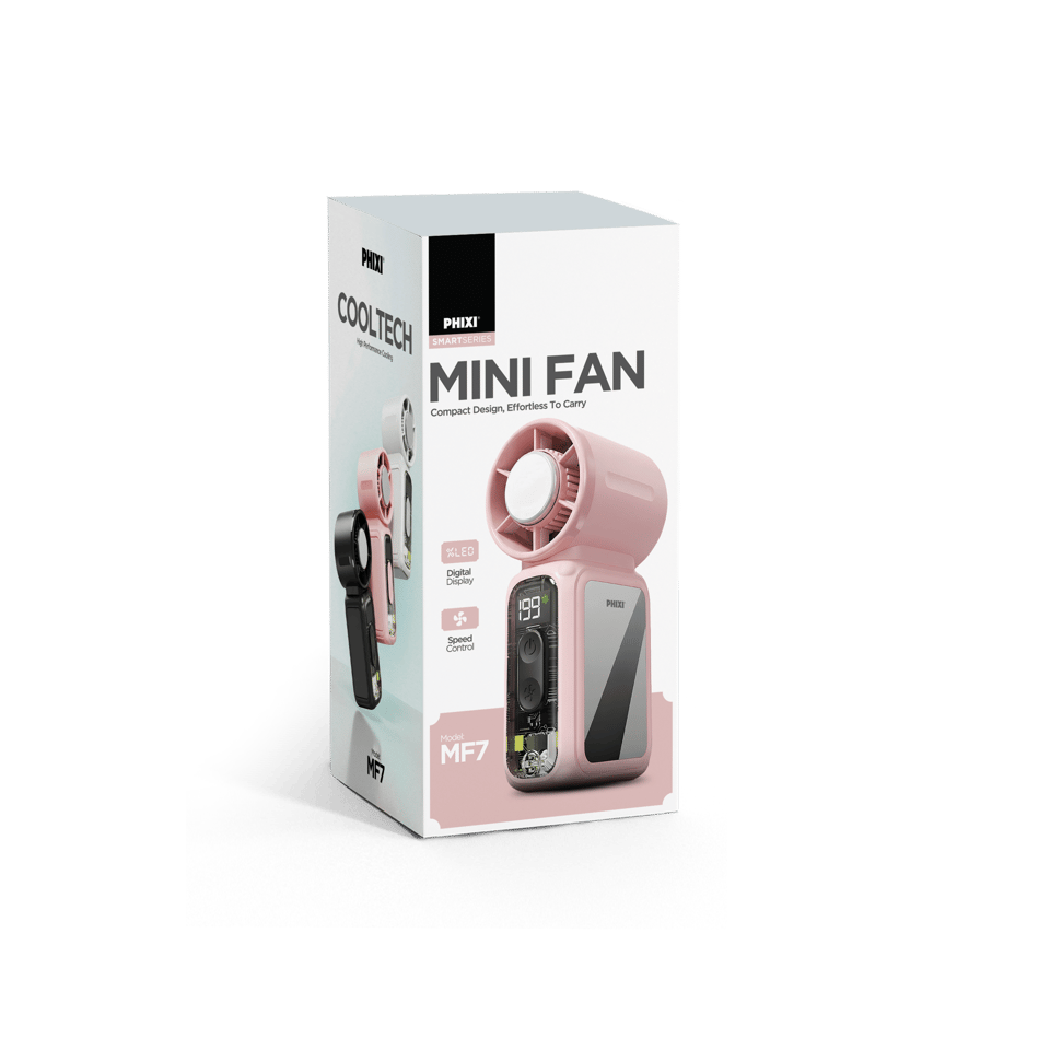 PHIXI Smart MF7 3700 mAh 199 Kademeli Dijital Göstergeli Type-C Şarjlı Taşınabilir Mini Fan