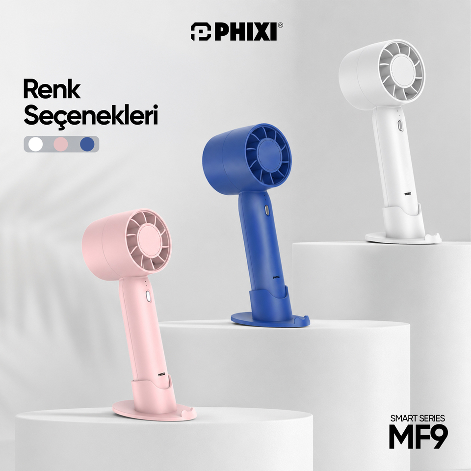 PHIXI Smart MF9 Standlı Hafif ve Kompakt Şarjlı Mini El Fanı