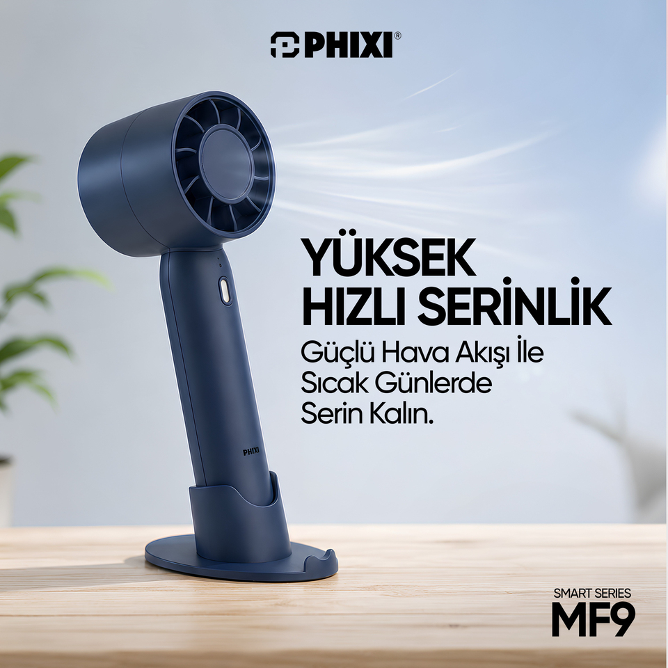 PHIXI Smart MF9 Standlı Hafif ve Kompakt Şarjlı Mini El Fanı