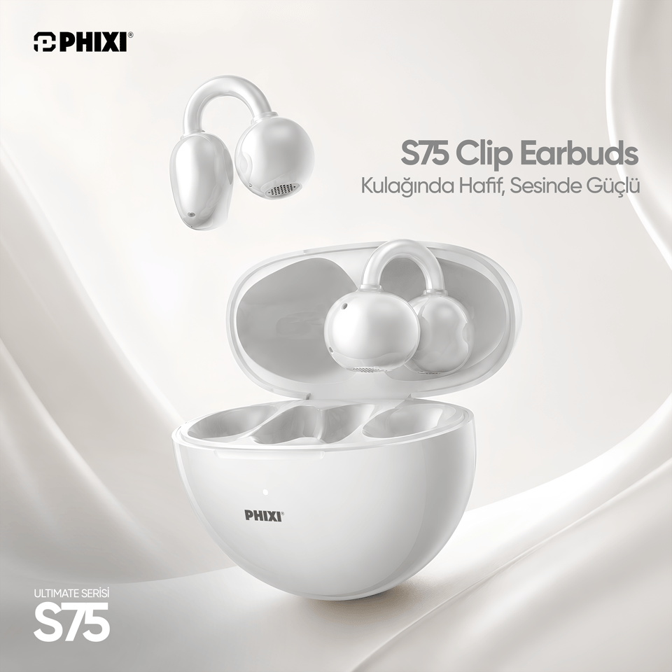 PHIXI ULTIMATE S75 KLİPSLİ BLUETOOTH 6.0 KABLOSUZ KULAKLIK