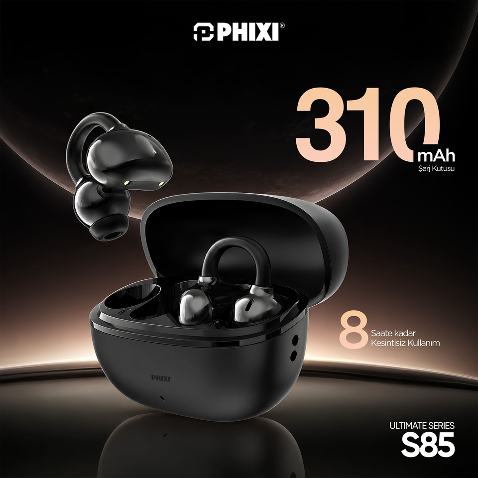 PHIXI Ultimate S85 Bluetooth 6.0 Ergonomik Klipsli Kablosuz Kulaklık