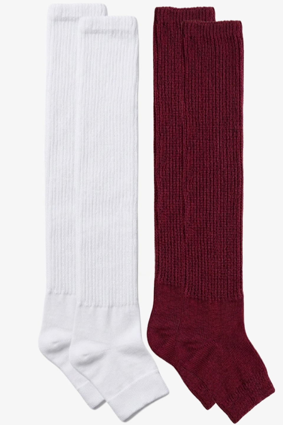 2 Çift Parmaksız Tabanlı İnce Fitilli Diz Üstü Pamuk Karışımlı Tozluk