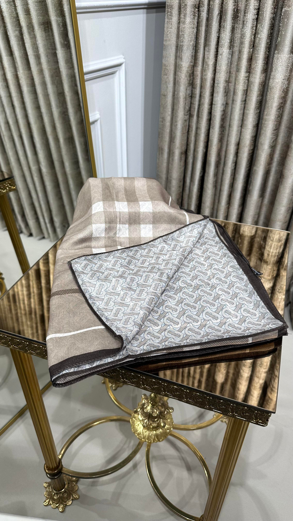 %100 BURB. DESEN YÜN ŞAL KAHVE