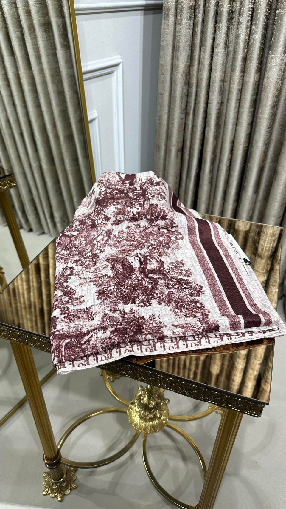 %100 D.OR DESEN YÜN ŞAL BORDO