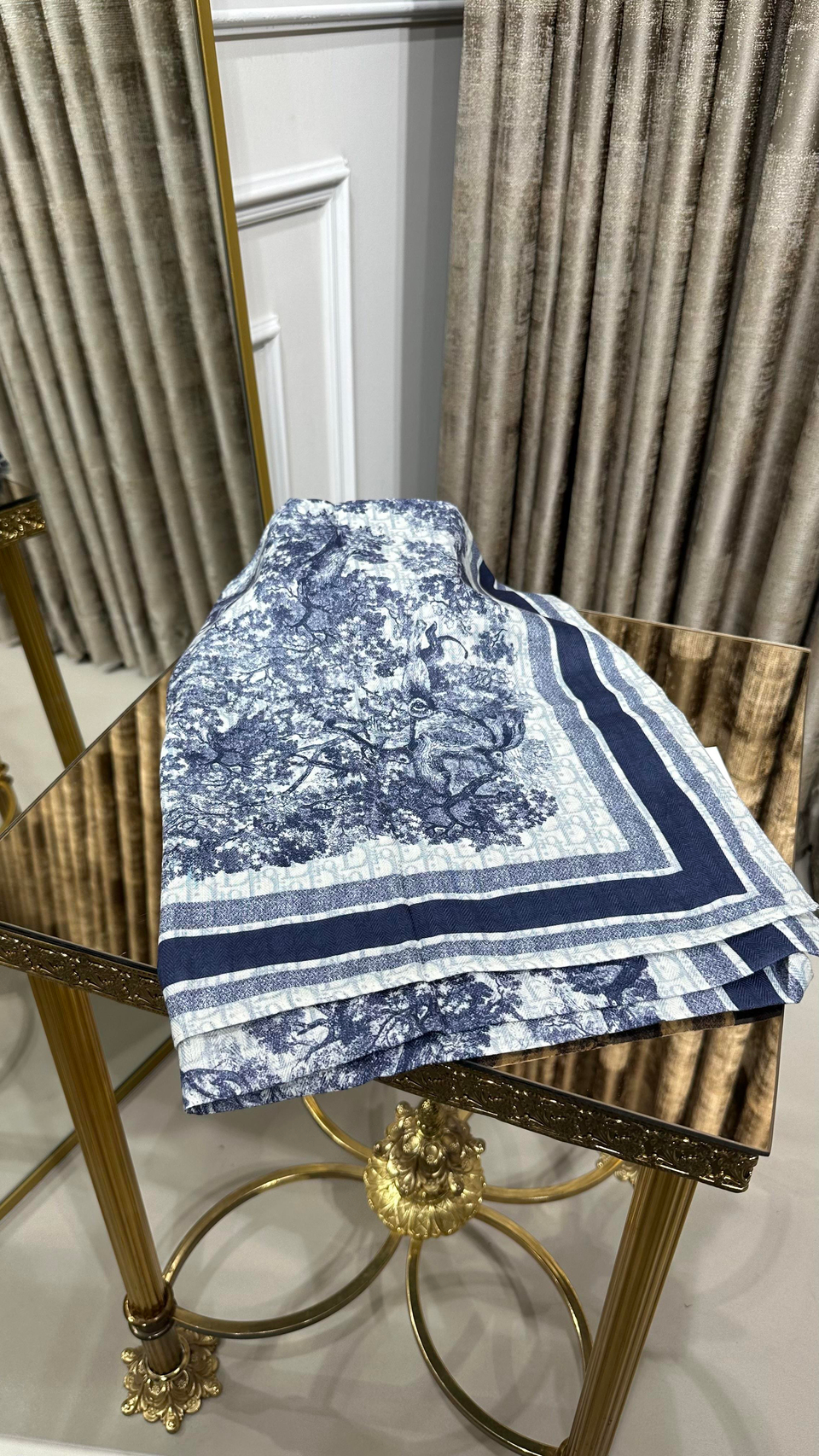 %100 D.OR DESEN YÜN ŞAL LACİVERT