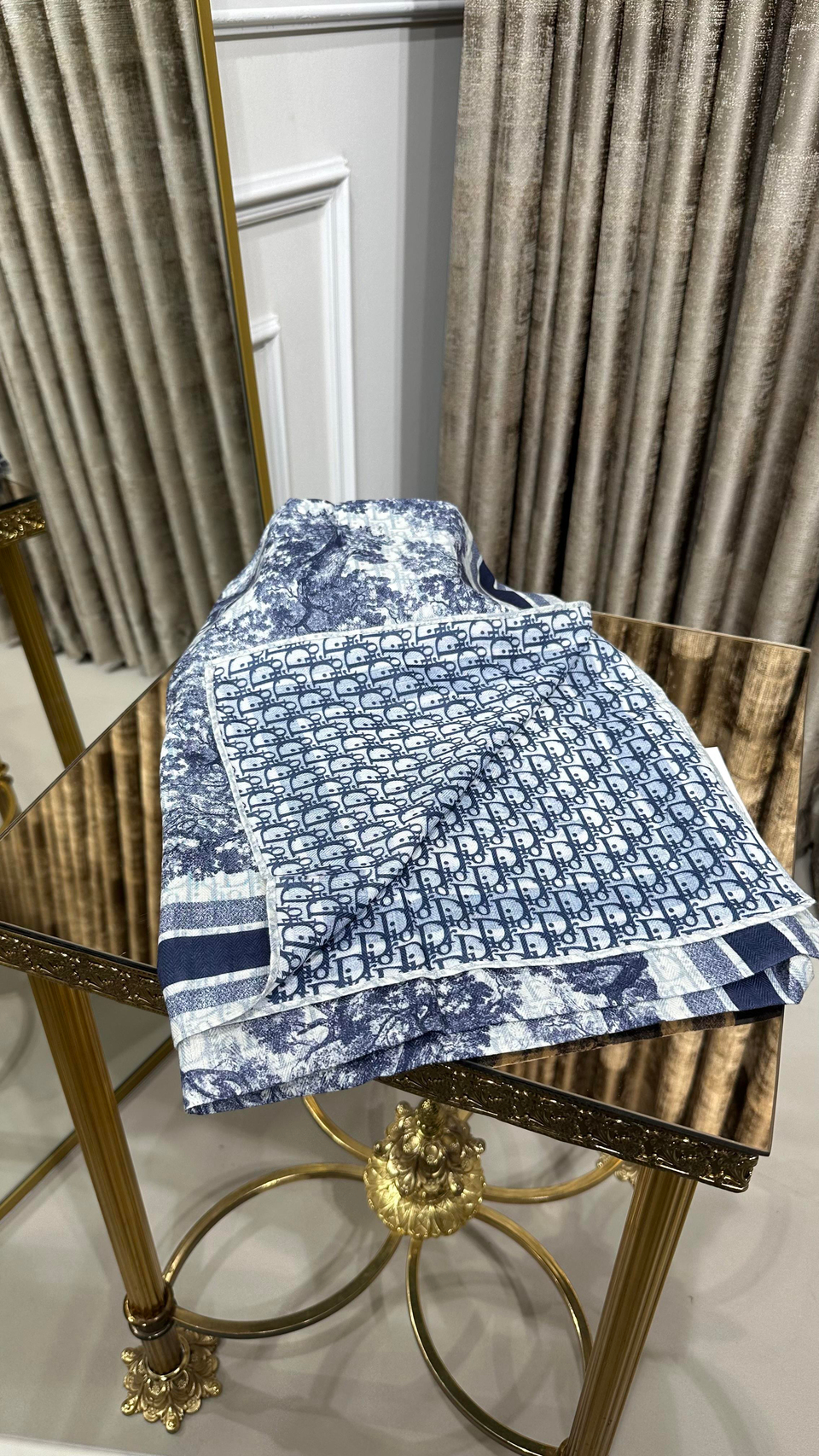 %100 D.OR DESEN YÜN ŞAL LACİVERT