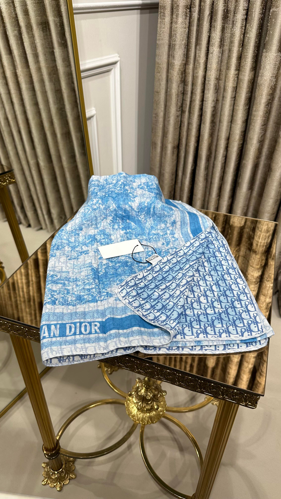 %100 D.OR DESEN YÜN ŞAL MAVİ