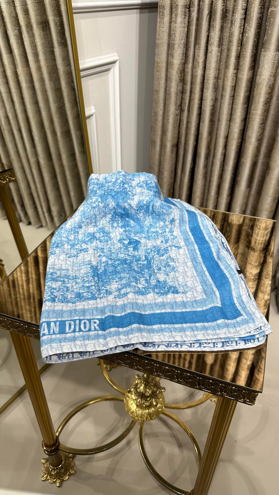 %100 D.OR DESEN YÜN ŞAL MAVİ