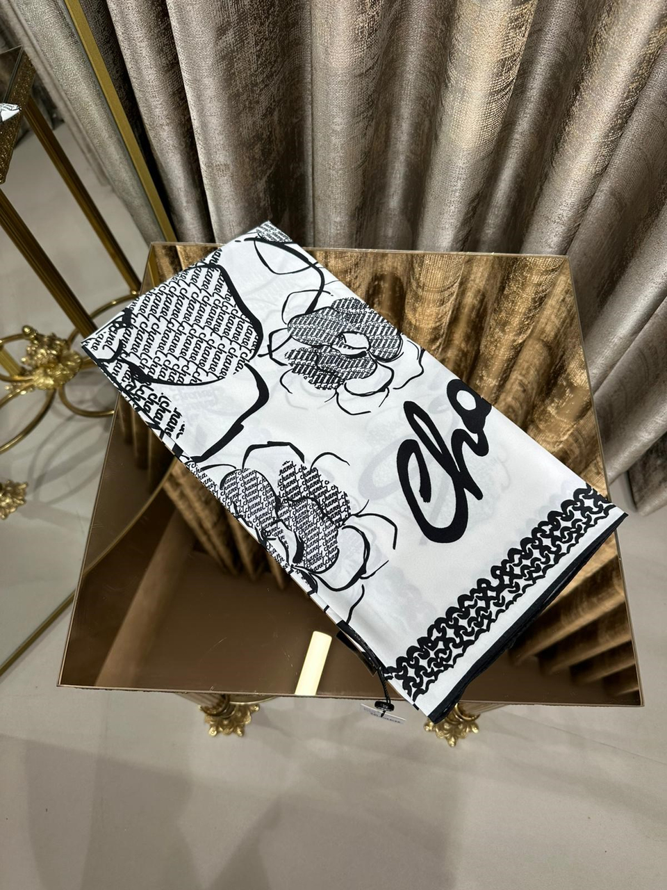 CHNL TWİL İPEK EŞARP BEYAZ