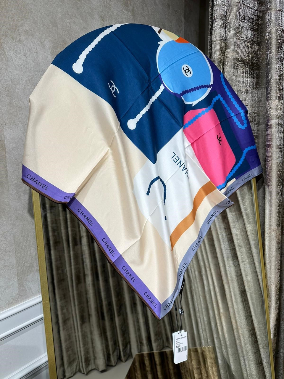 CHNL TWİL İPEK EŞARP GRİ