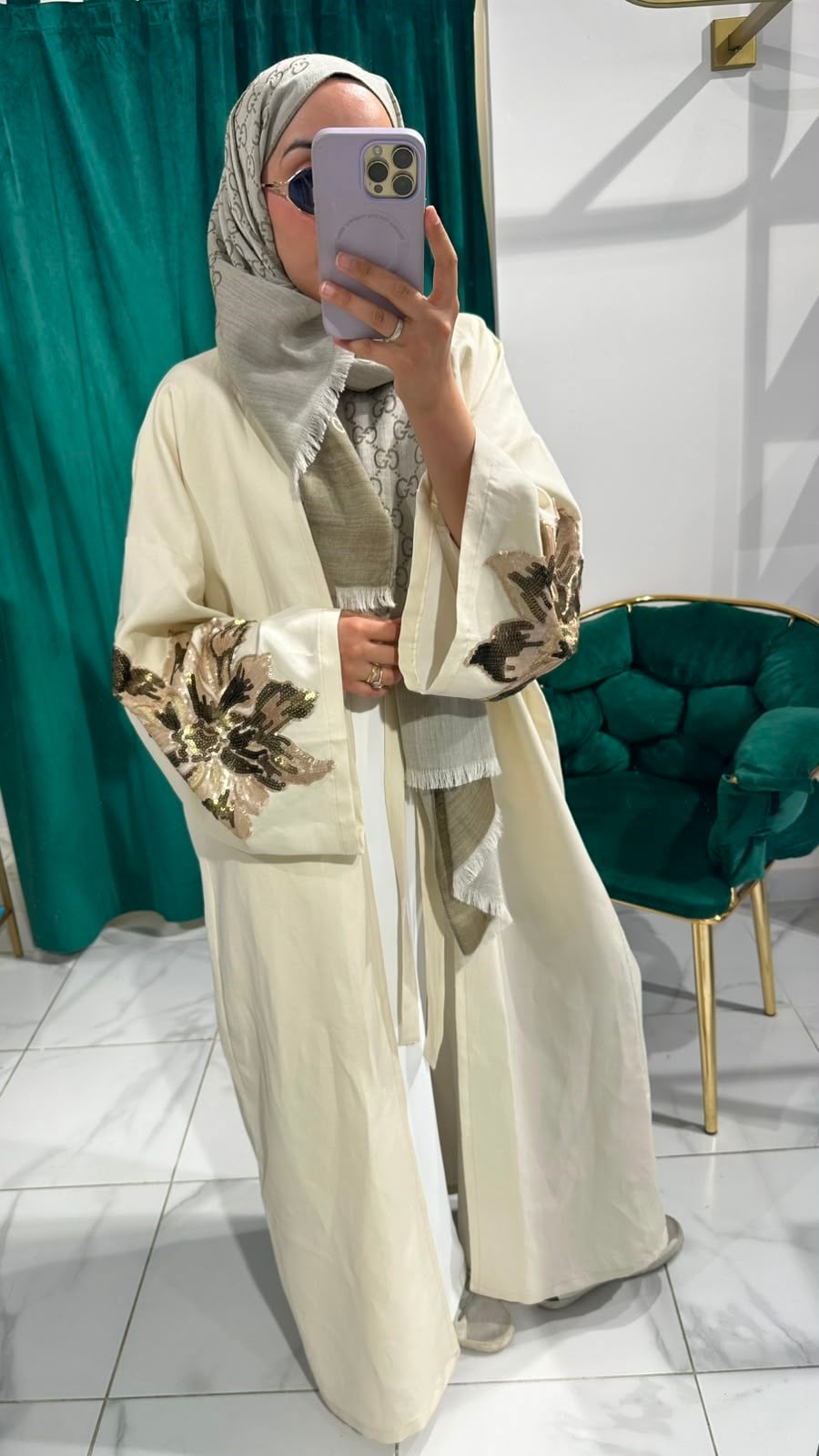 İTHAL KETEN TASARIM ABAYA BEJ