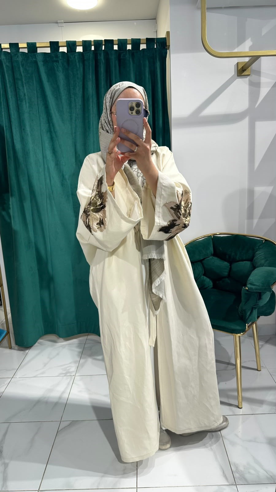 İTHAL KETEN TASARIM ABAYA BEJ