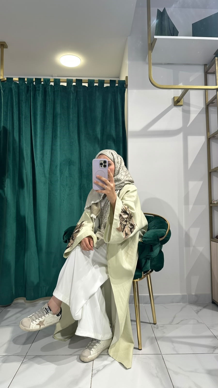 İTHAL KETEN TASARIM ABAYA MİNT YEŞİL