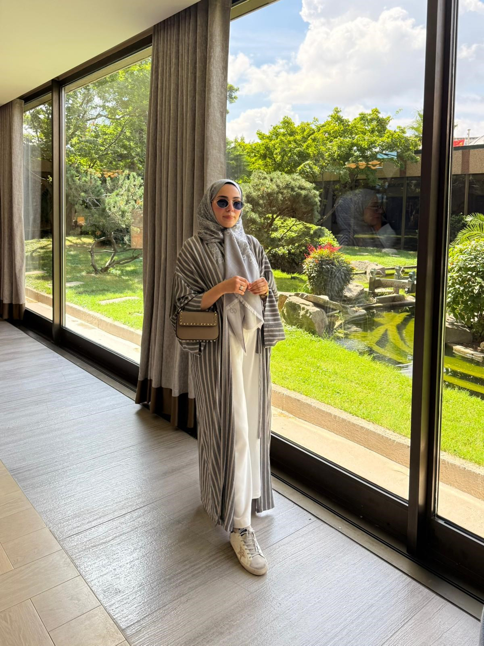 İTHAL KETEN TASARIM ABAYA SETİ GRİ
