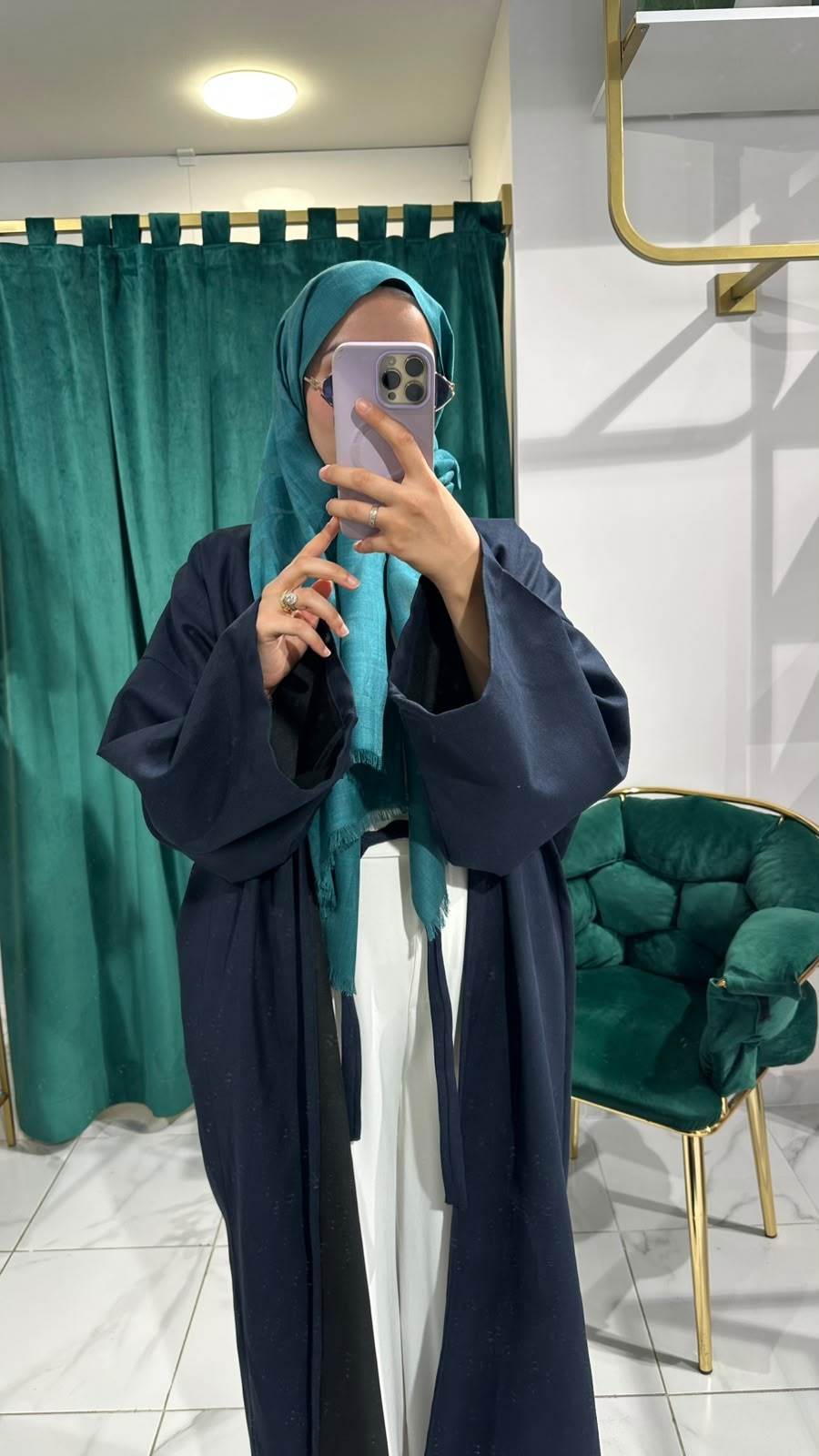 İTHAL KETEN TASARIM ABAYA SETİ LACİVERT