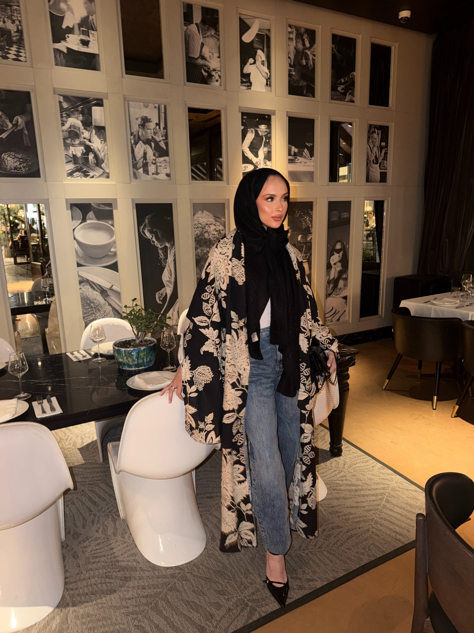 İTHAL KETEN TASARIM ABAYA SETİ SİYAH
