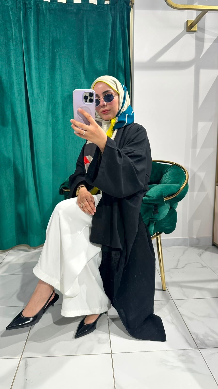 İTHAL KETEN TASARIM ABAYA SETİ SİYAH