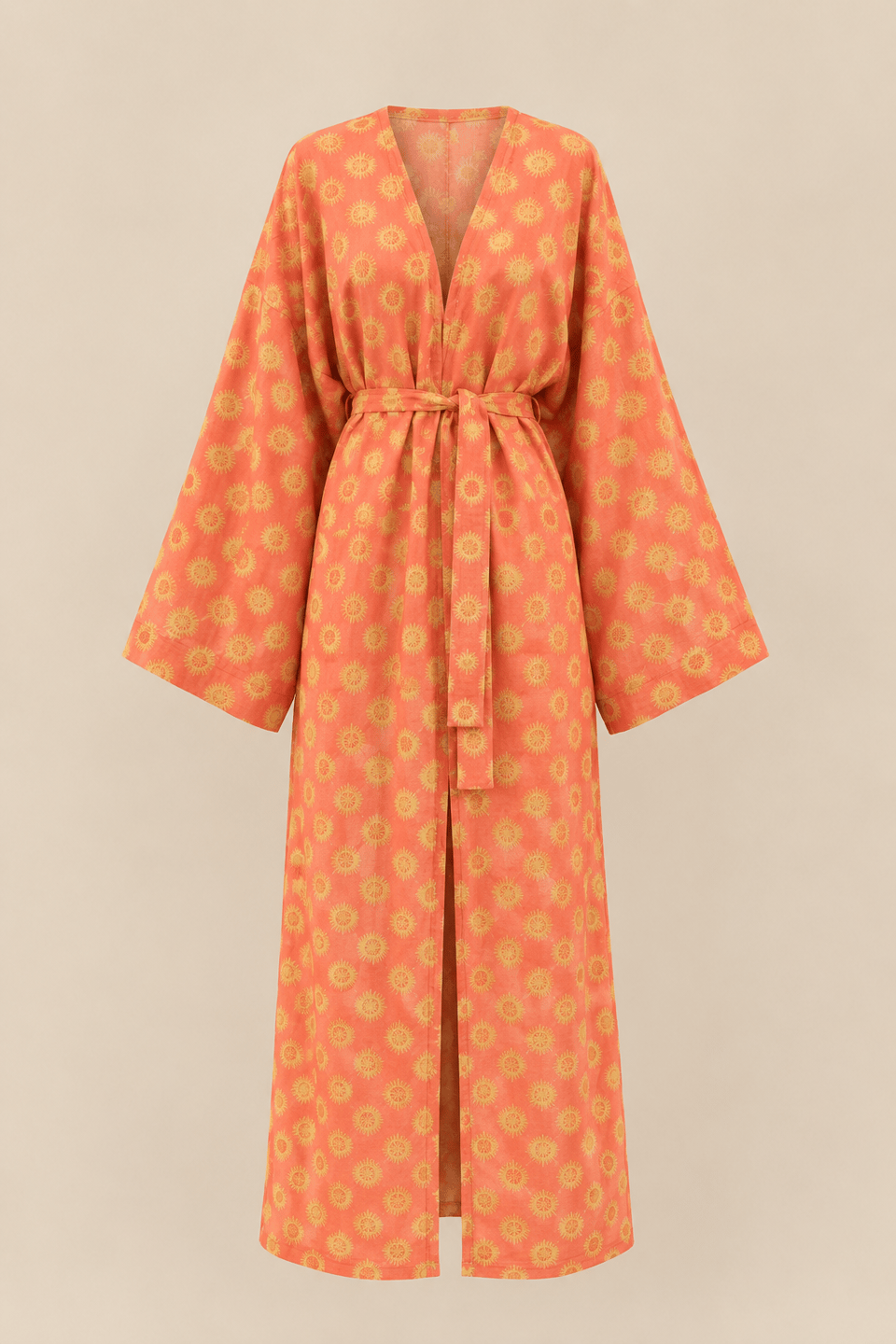 İTHAL KETEN TASARIM ABAYA SETİ TURUNCU DESENL