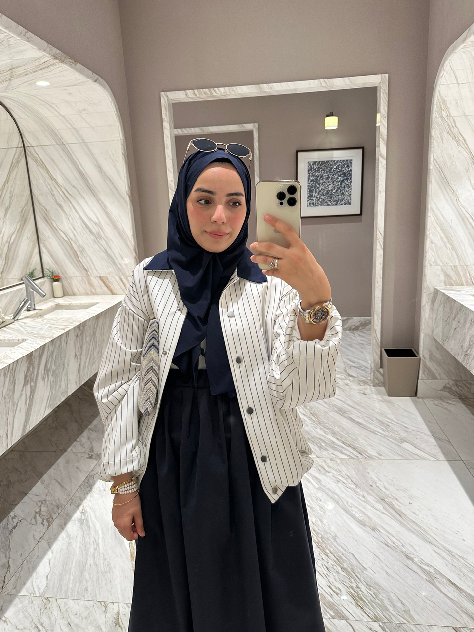 Lacivert Çizgili Oversize Ceket