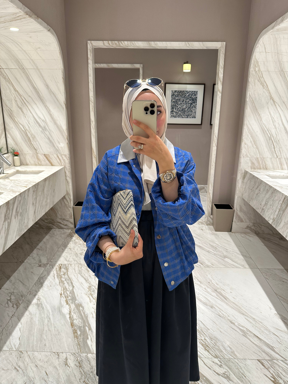 Mavi Ekose Oversize Ceket
