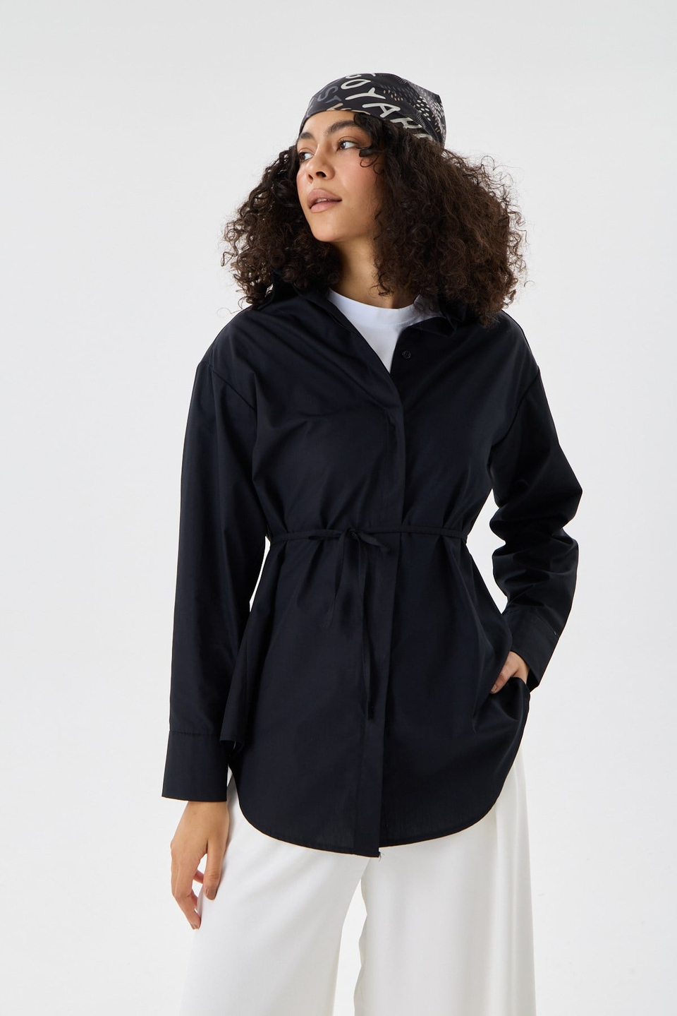 PAMUK SATEN GÖMLEK SİYAH