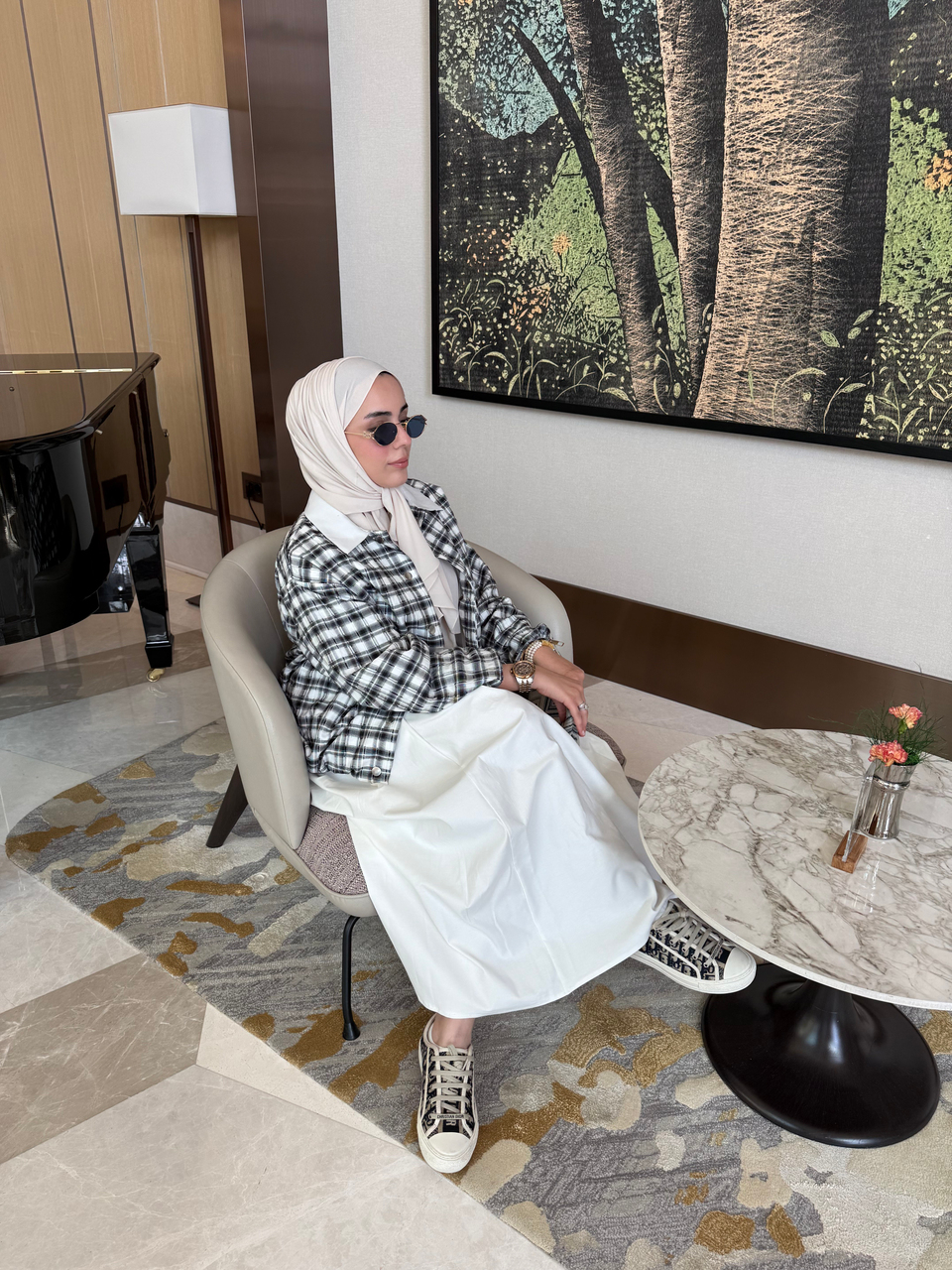 Siyah Ekose Oversize Ceket