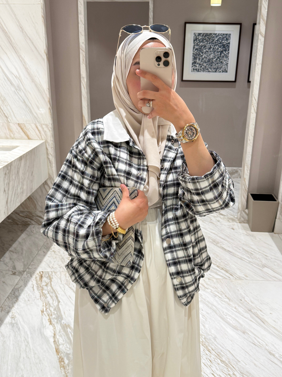 Siyah Ekose Oversize Ceket