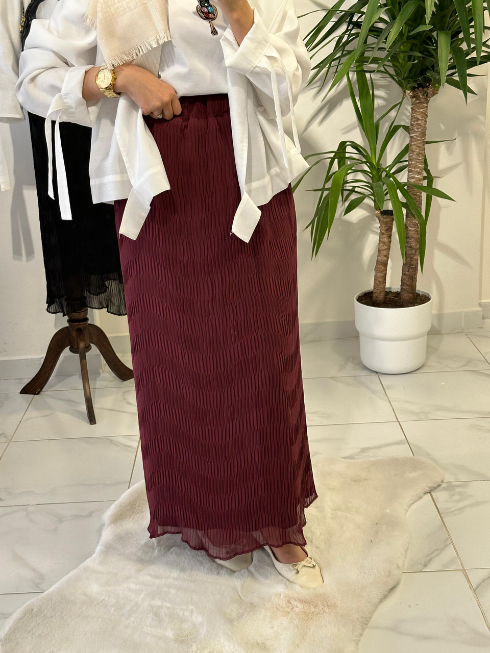 SU YOLU ŞİFON ETEK MÜRDÜM