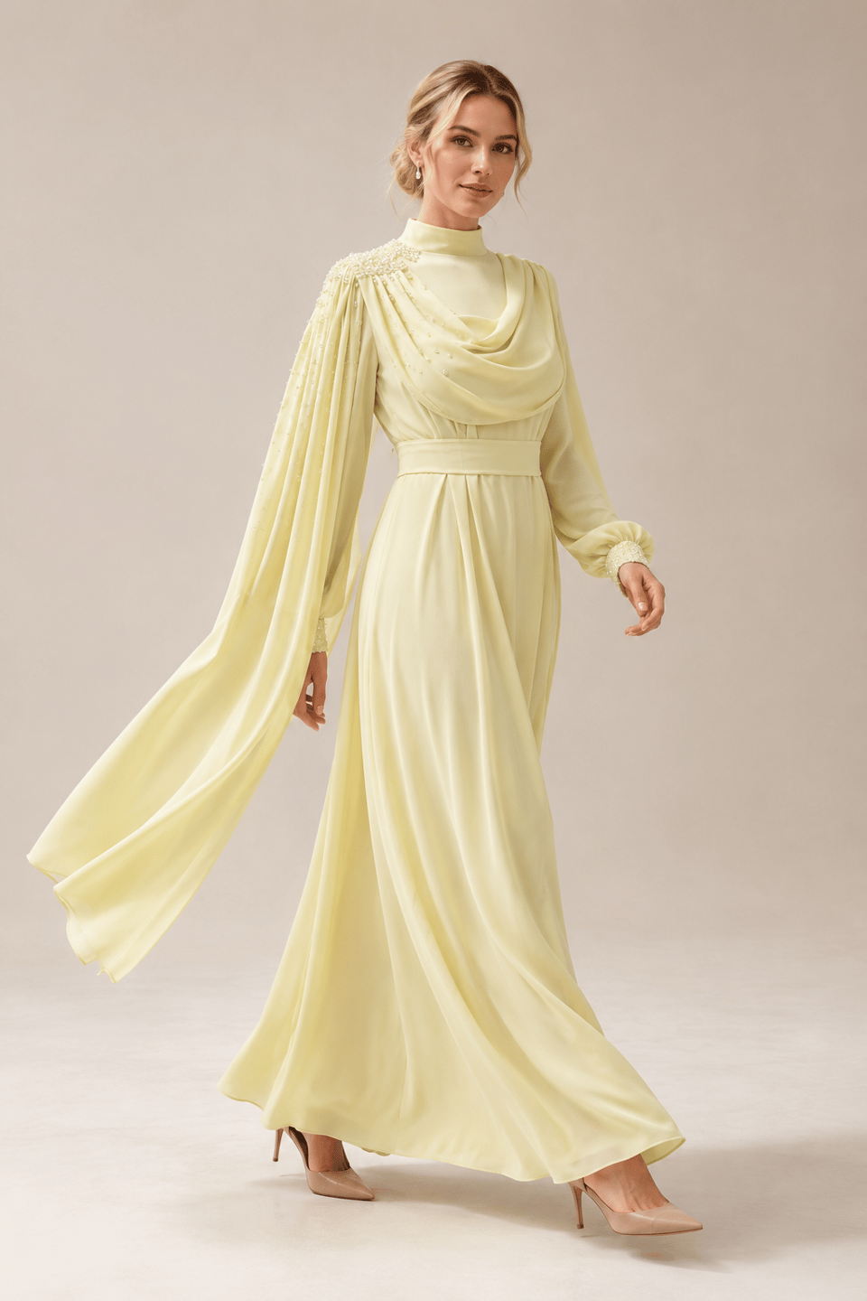 4243 DEGAJE DÖKÜMLÜ ABAYA 38-44
