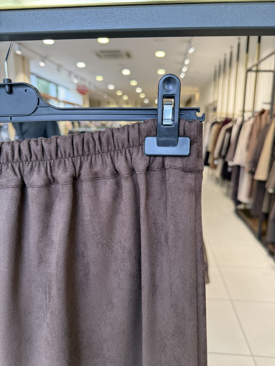 Beli Lastikli Bol Paça Kahve Süet Pantolon 0285