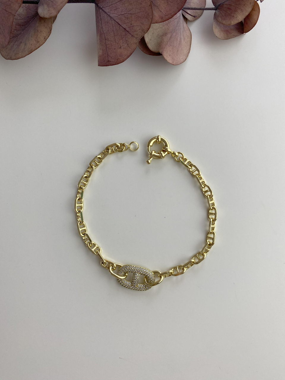 Oval Taşlı Geçmeli Bileklik /Xp
