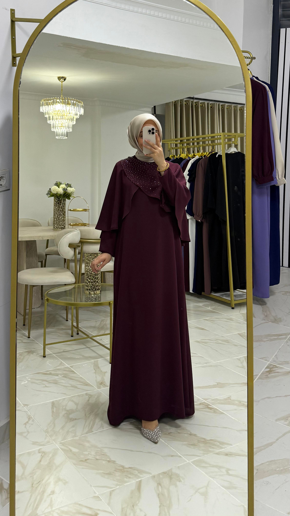 Nadide Diamond Elbise | Bordo