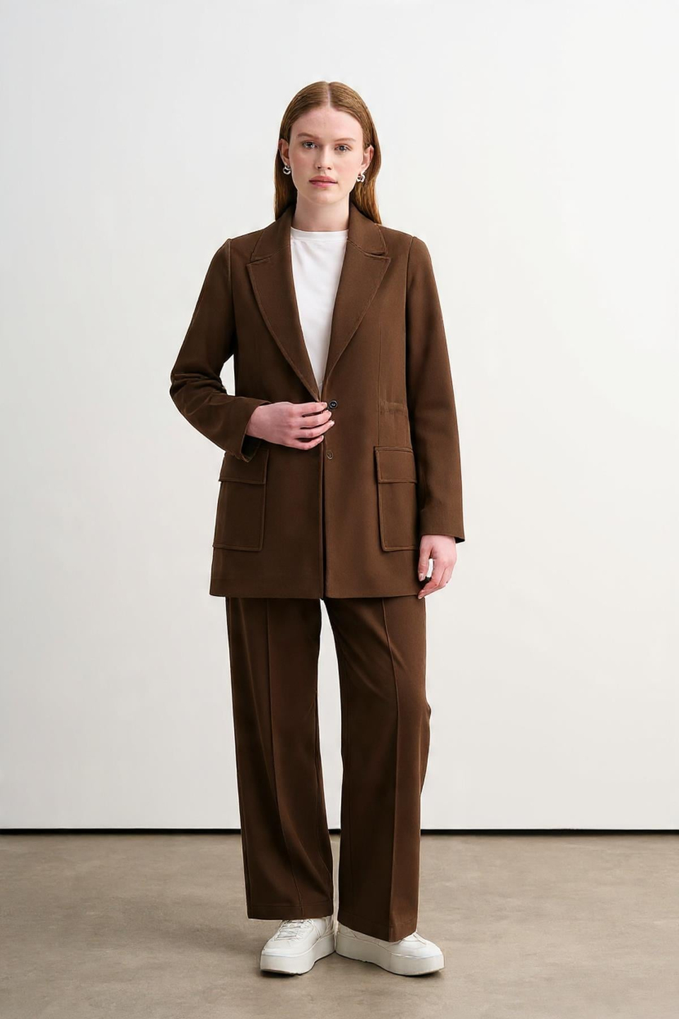 MOODBASIC BELİ BÜZGÜLÜ ÖRME CEKETLİ TAKIM