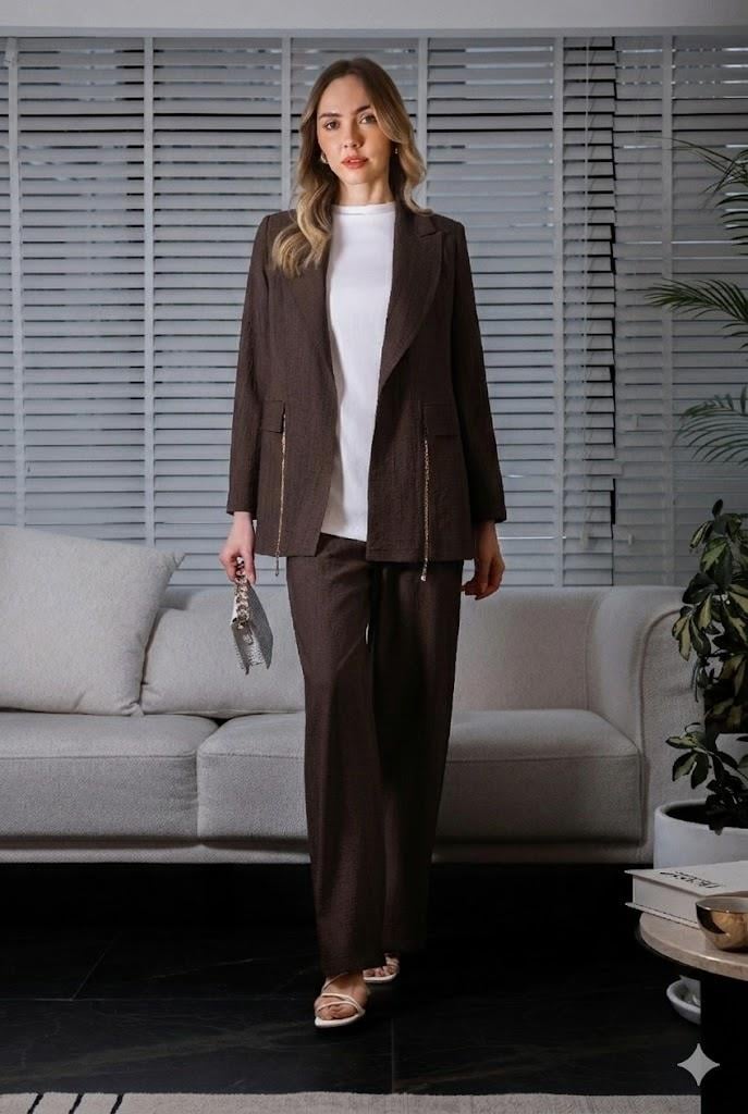 Moodbasic FERMUAR DETAYLI BLAZER CEKET TAKIM