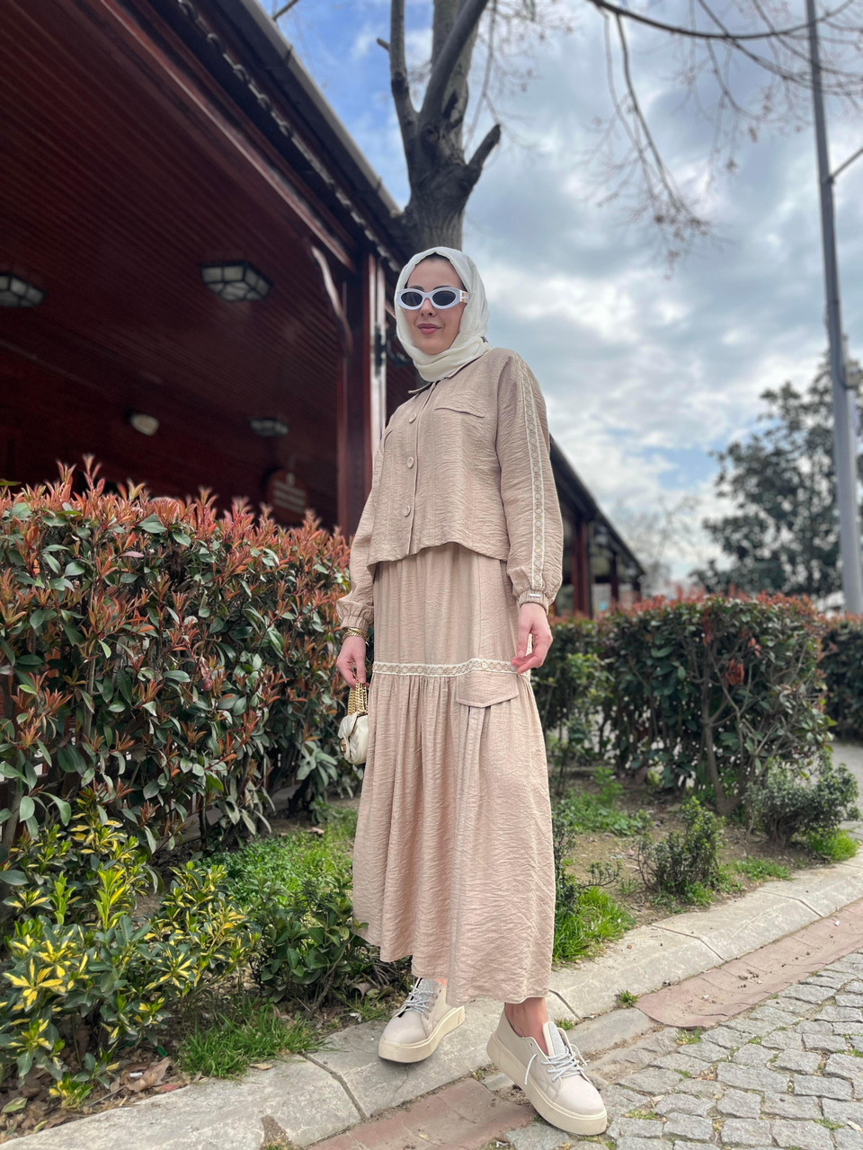 MOODBASİC ŞERİT DETAYLI KETEN TAKIM