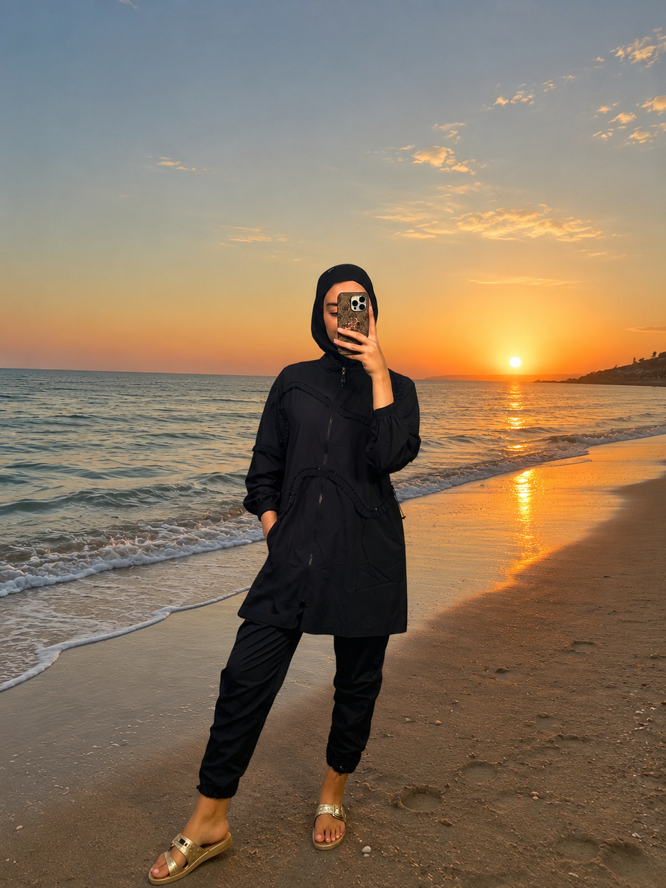 MOODBASİC SWİMWEAR FIRFIR ŞERİTLİ TESETTÜR MAYO