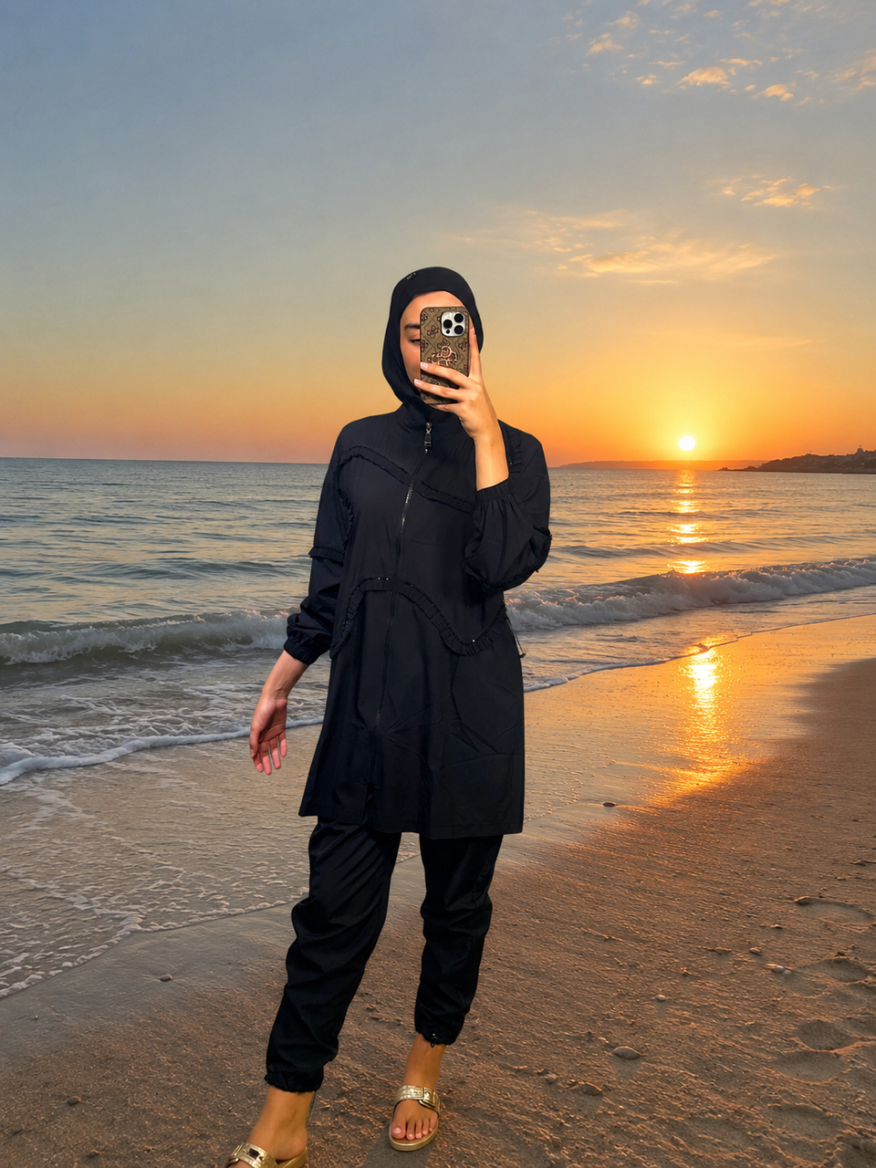 MOODBASİC SWİMWEAR FIRFIR ŞERİTLİ TESETTÜR MAYO