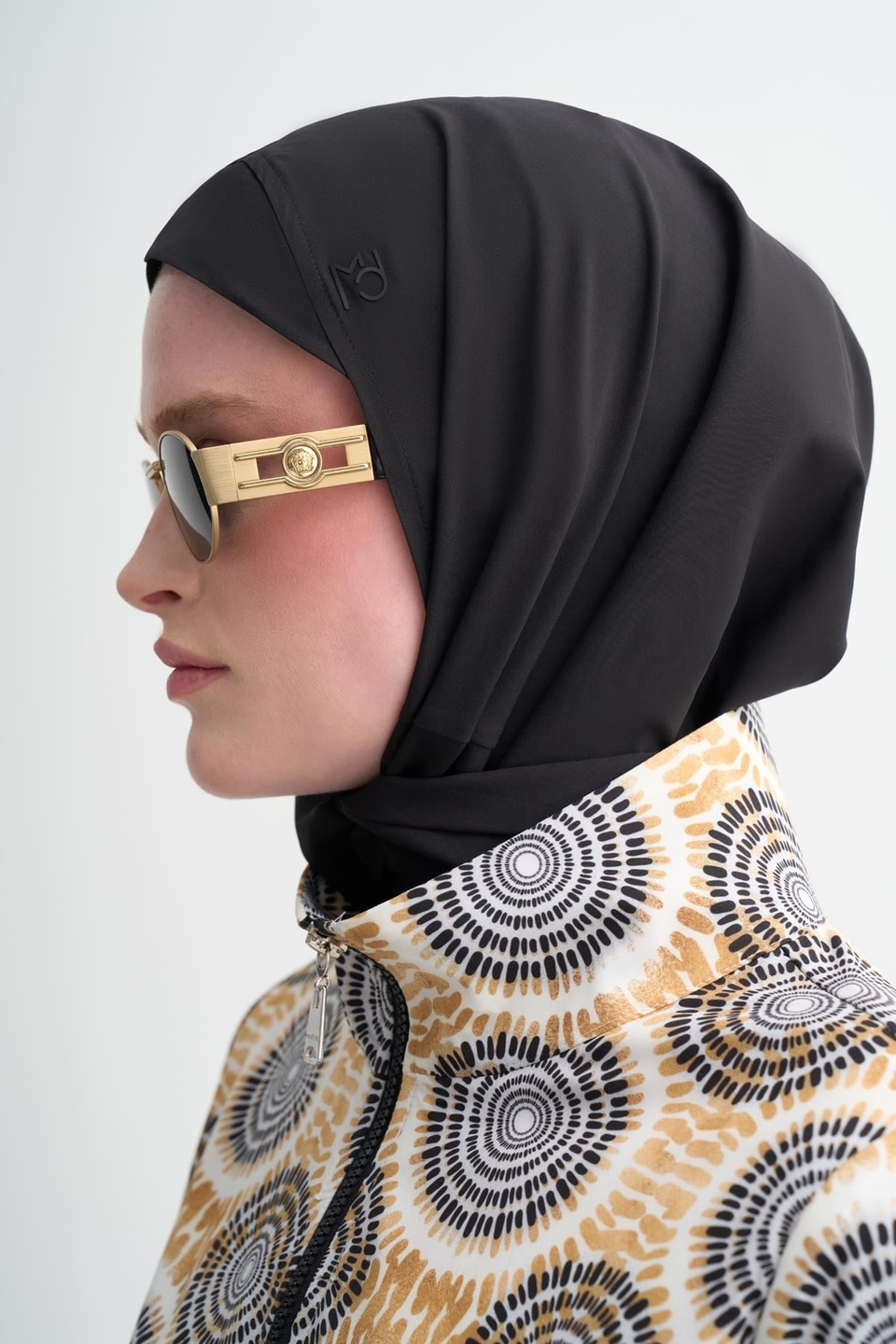 MOODBASİC SWİMWEAR GOLD DESENLİ PAREOLU TESETTÜR MAYO