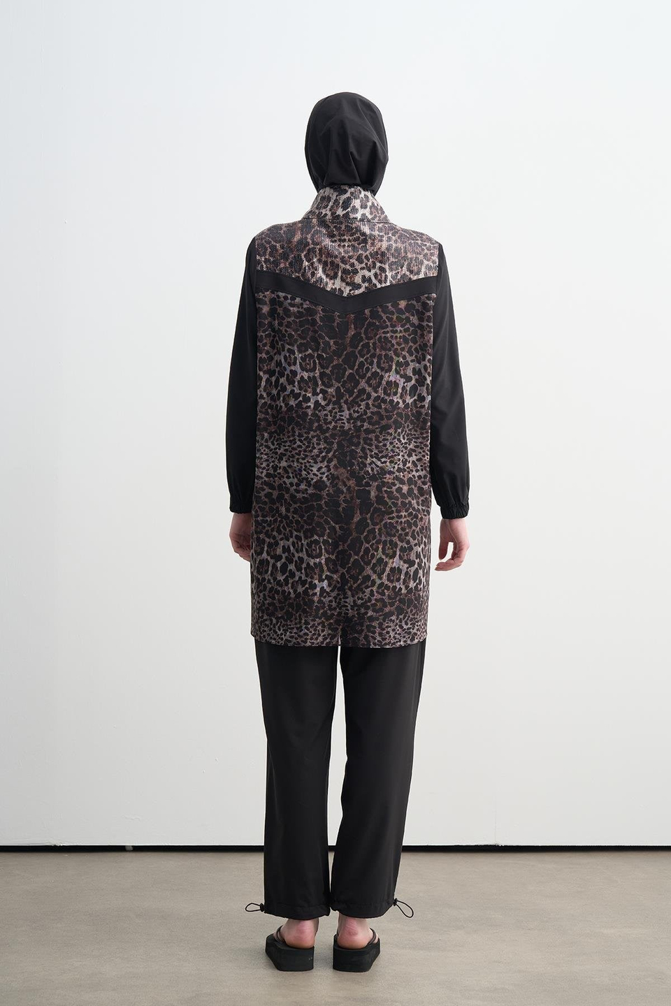 MOODBASİC SWİMWEAR LEOPAR PAYETLİ TÜLLÜ TESETTÜR MAYO