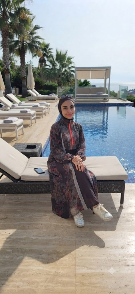 MOODBASİC SWİMWEAR ZEBRA DESENLİ PAREOLU TESETTÜR MAYO