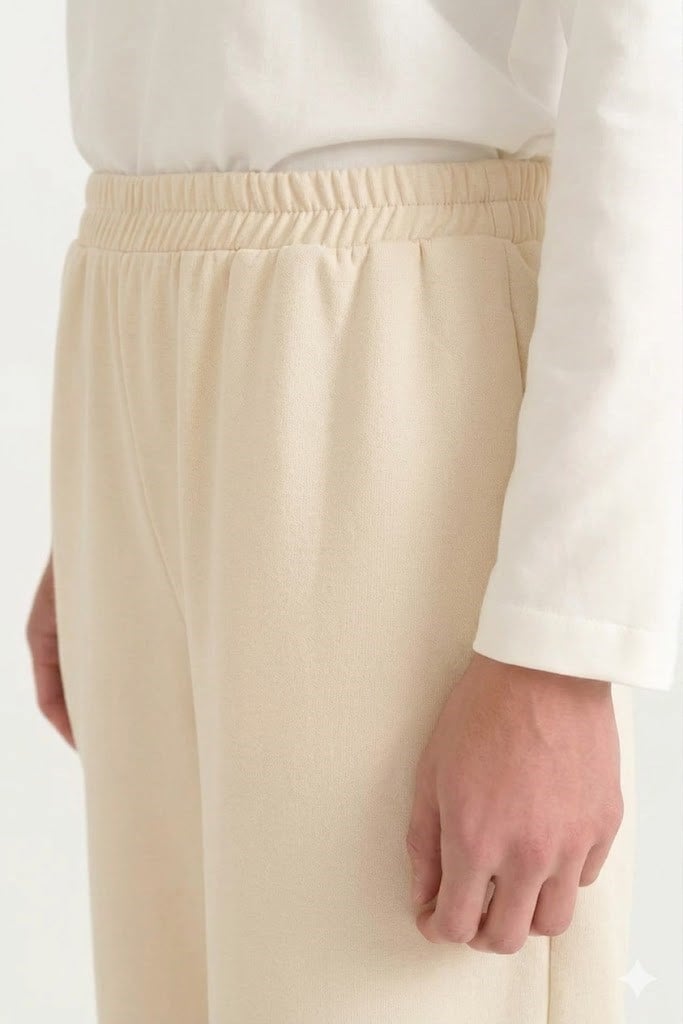 Nihan Beli Lastikli Örme Pamuklu Pantolon